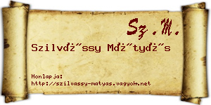 Szilvássy Mátyás névjegykártya
