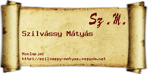 Szilvássy Mátyás névjegykártya