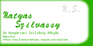 matyas szilvassy business card