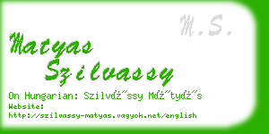 matyas szilvassy business card